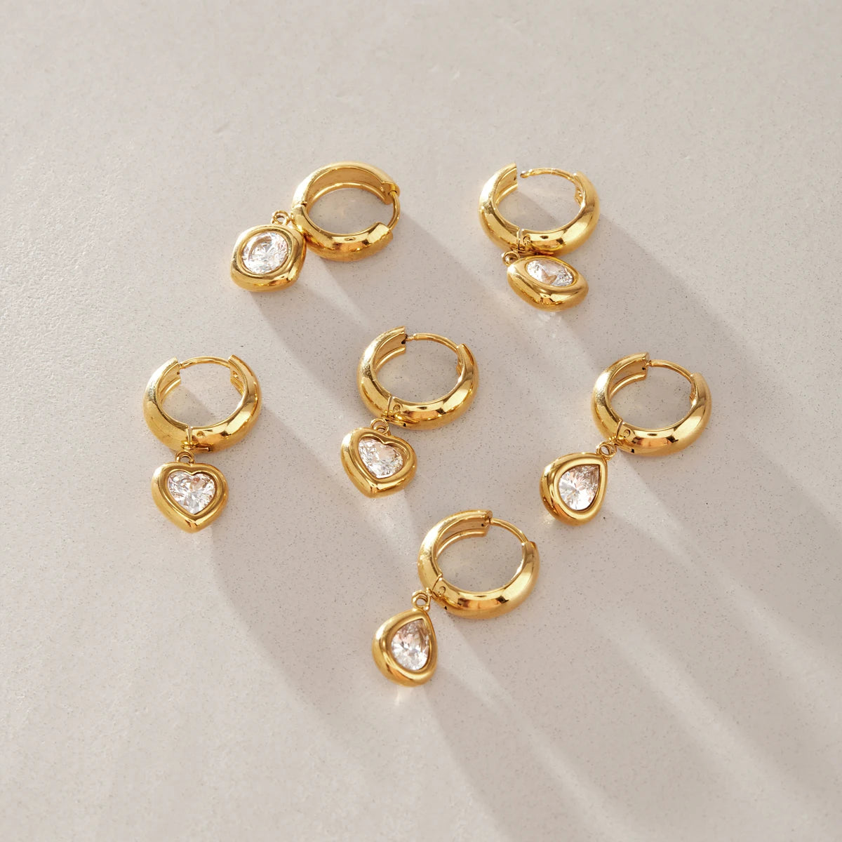 KIKA Delicate Geometric Zircon Drop Earrings  18K Gold PVD Plated Stainless Steel 316L