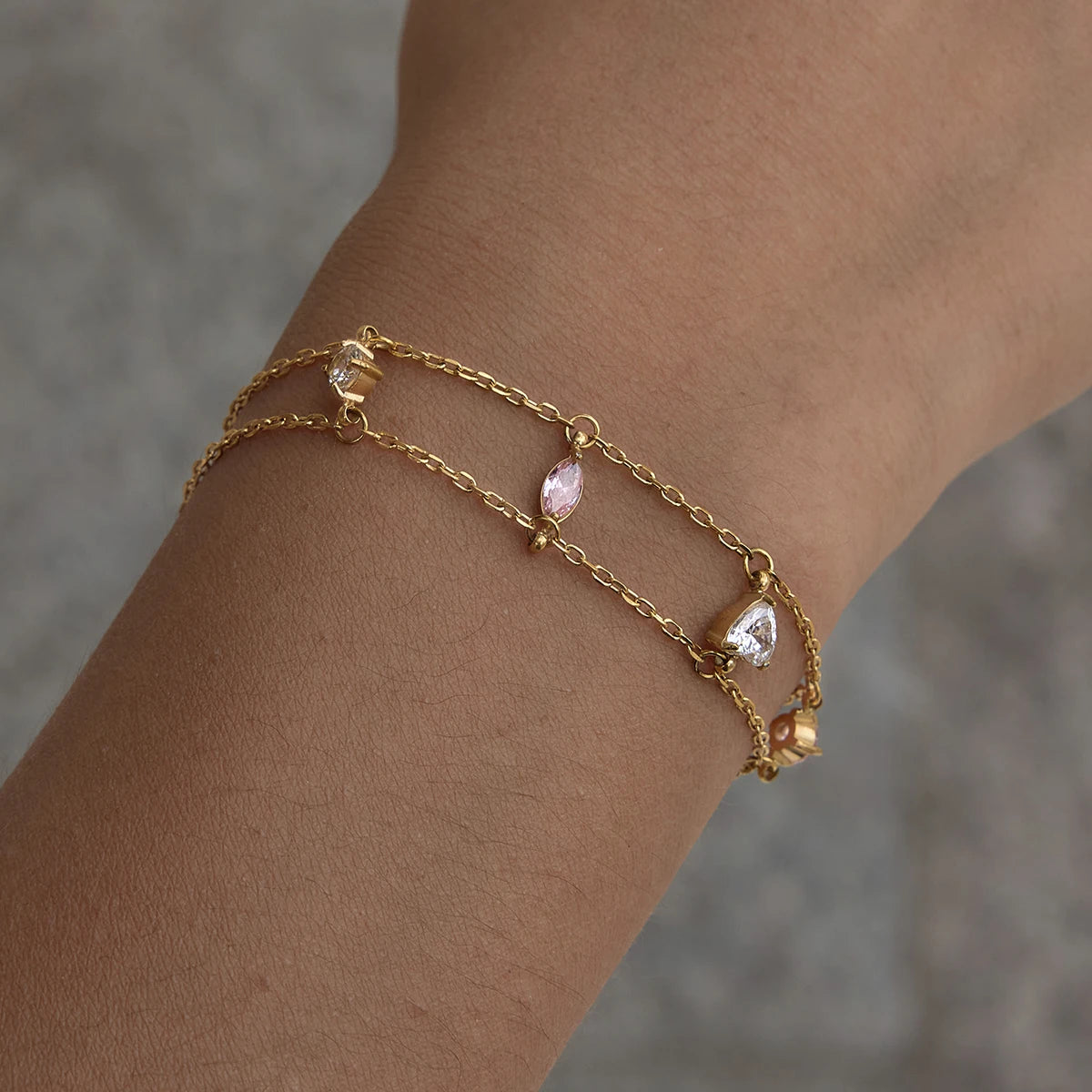 Kika Delicate Double Layered Zircon Bracelet