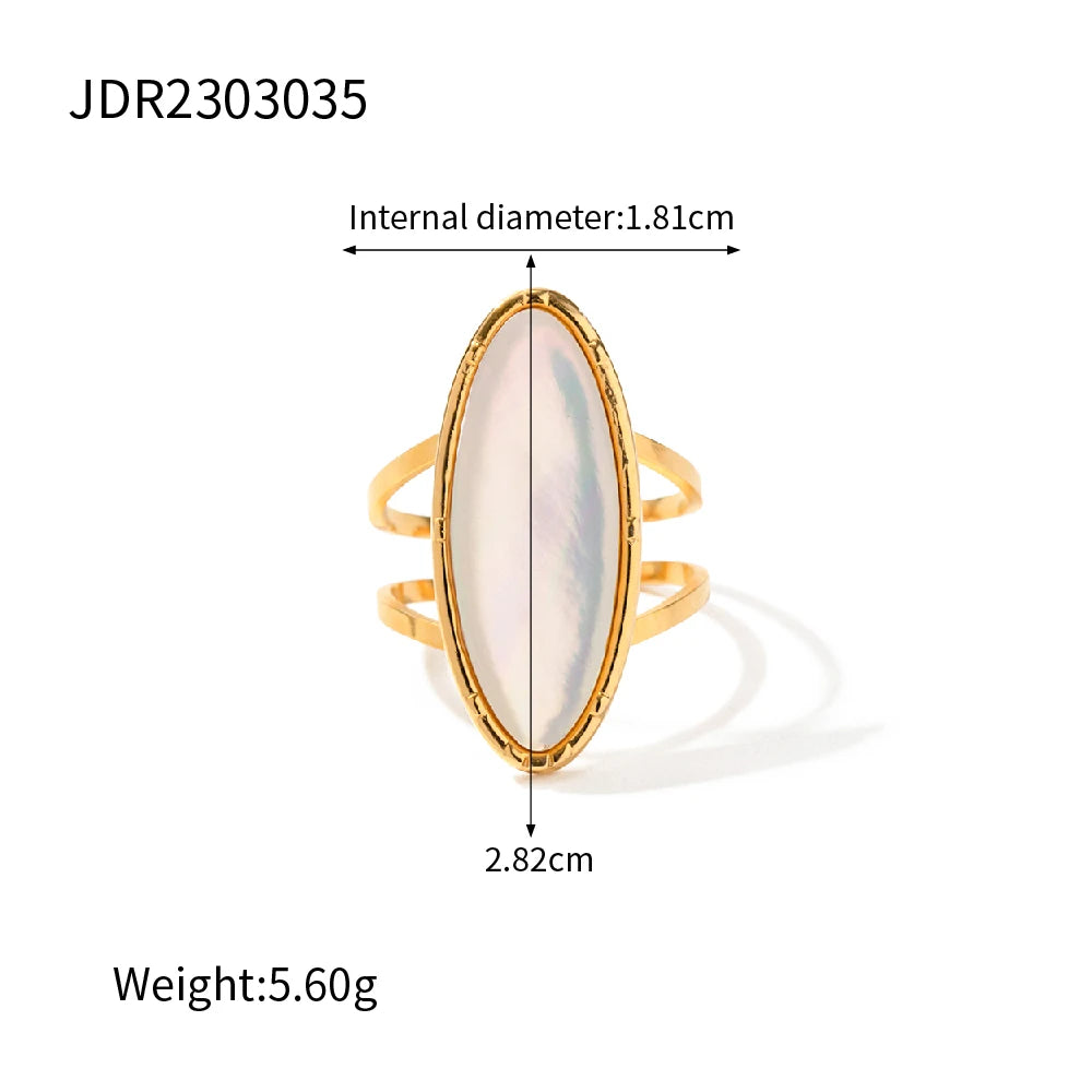 Kika Occident Oval Natural Shell Vintage Rings for