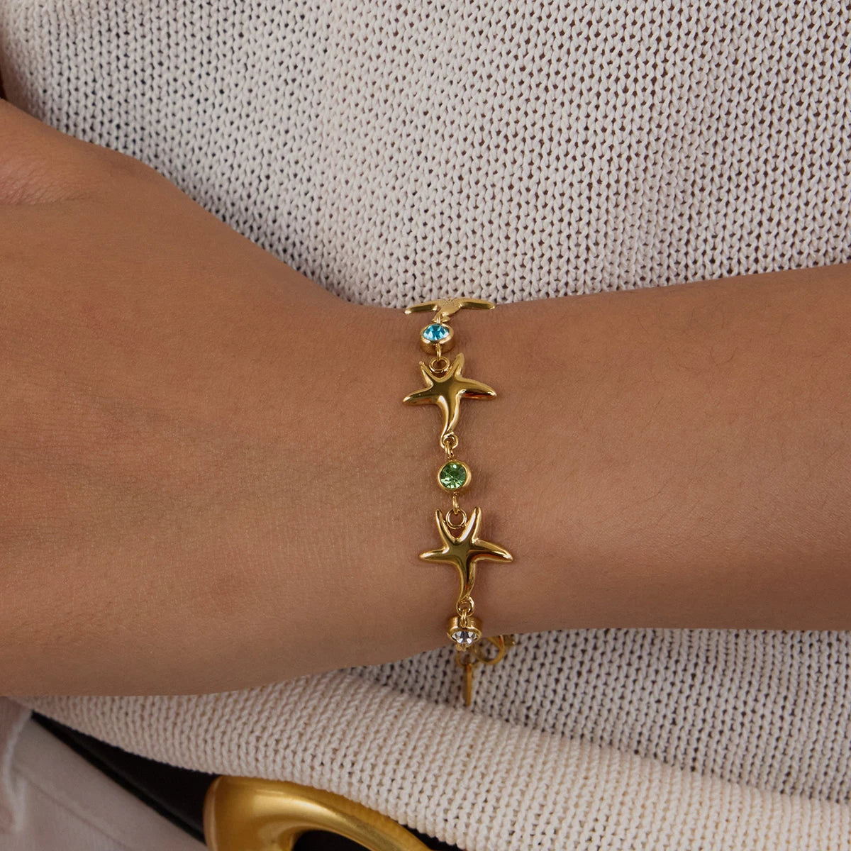 Kika Ocean Vacation Style Colorful Zircon Starfish Bracelet