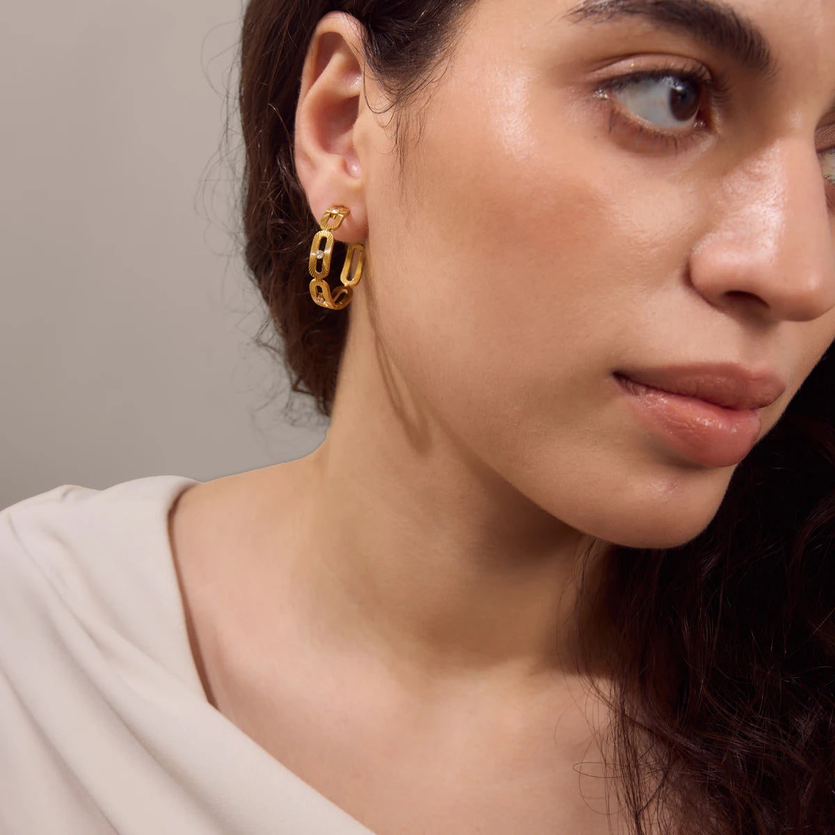 Kika Tiny Crystal Geometric Stud Earrings 18K Gold PVD Plated Stainless Steel 316L