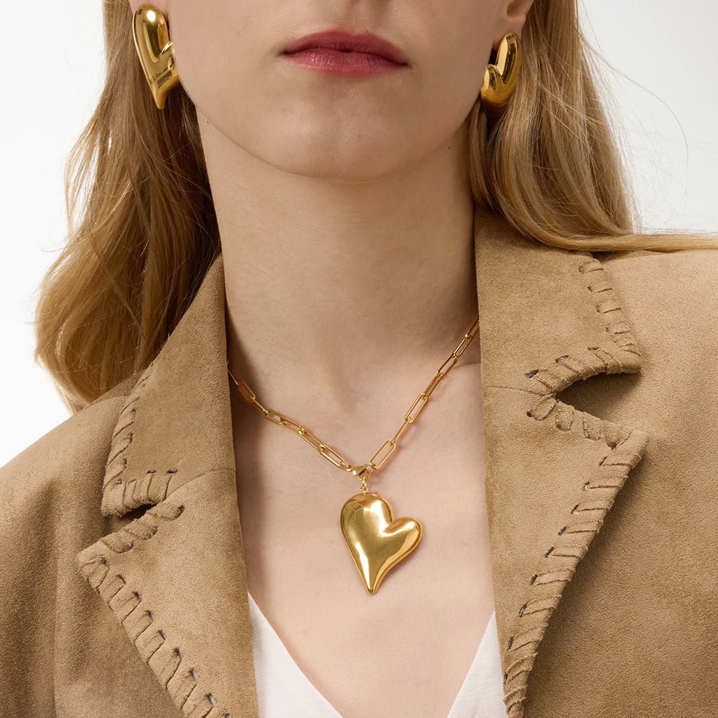 Minimalist Smooth Surface Heart Pendant Necklace