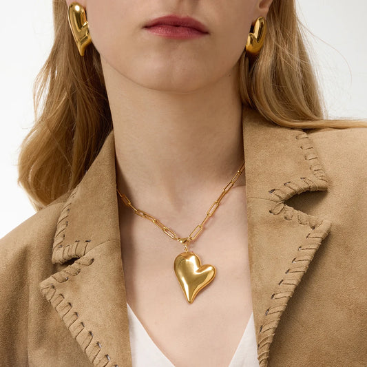 Minimalist Smooth Surface Heart Pendant Necklace
