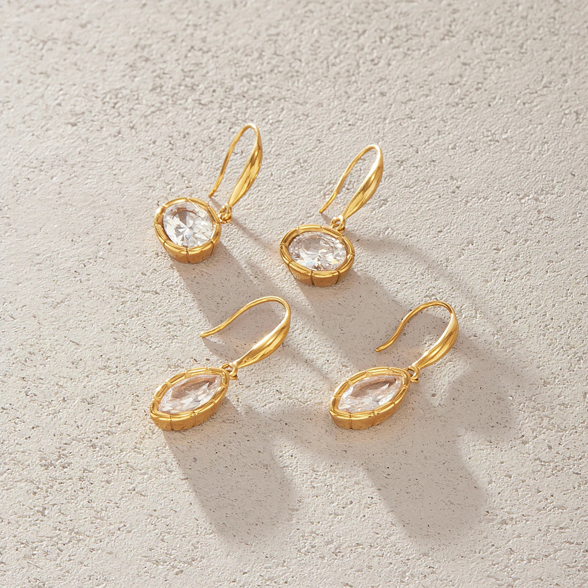 KIKA Classic Geometric Zircon Drop Earrings PVD Plated Stainless Steel 316L