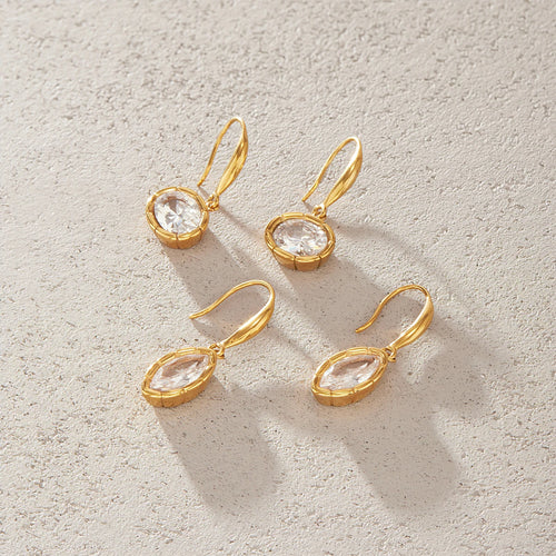 KIKA Classic Geometric Zircon Drop Earrings PVD Plated Stainless Steel 316L