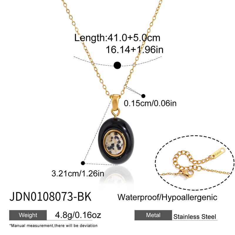 KIKA Vintage Resin Natural Stone Pendant Necklace For Women 18K Gold PVD Plated Stainless Steel Necklace Fashion Jewelry Gift