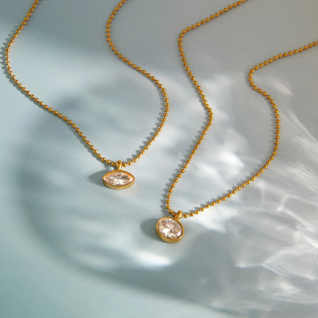 Classic Geometric waterdrop shape White Zircon Necklace