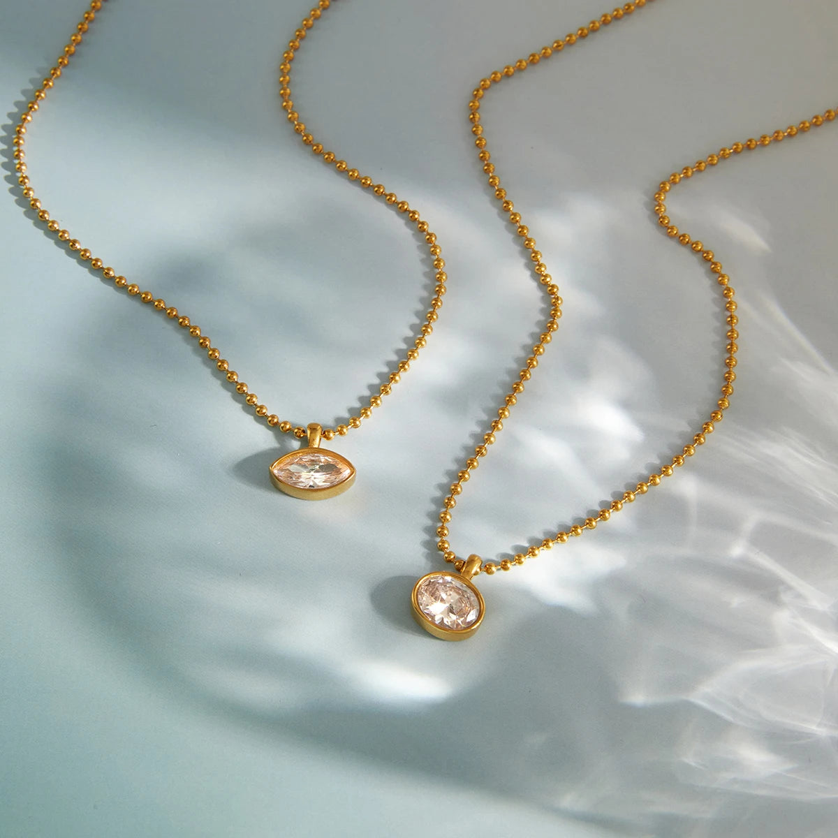 Classic Geometric waterdrop shape White Zircon Necklace