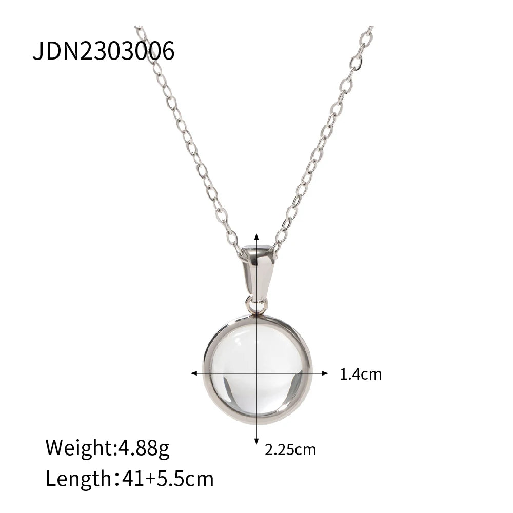 Kika Waterproof Silver Plated Stainless Steel Transparent Stone Necklace