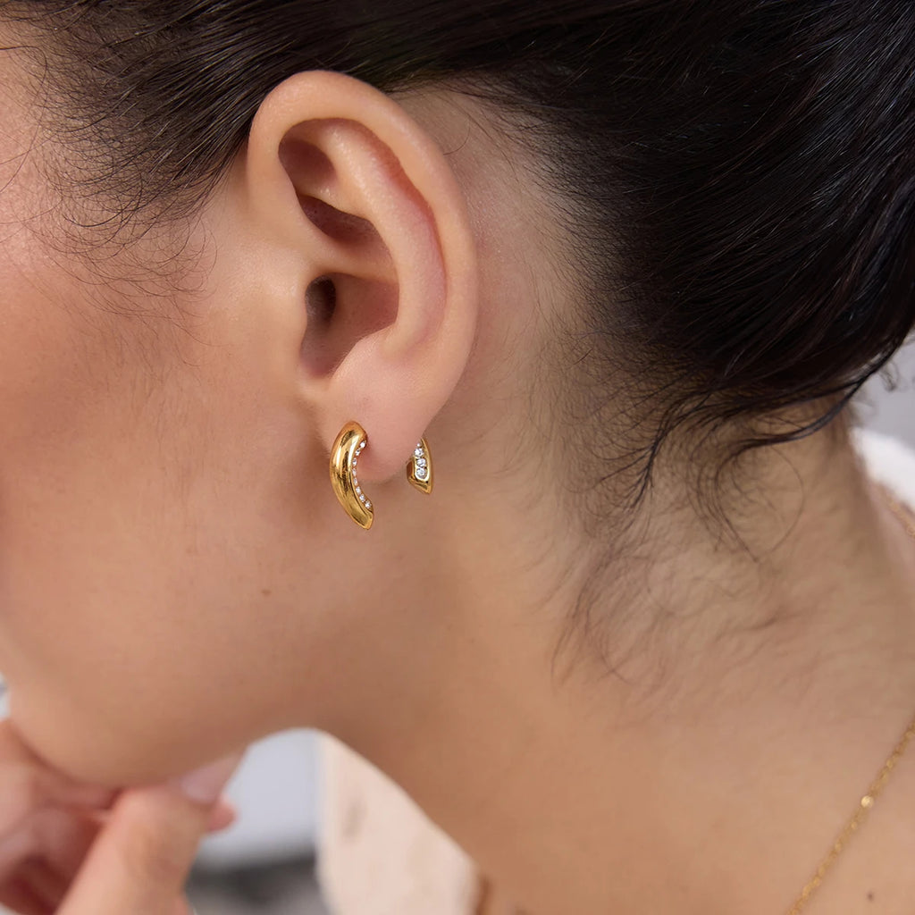 KIKA Detachable Horseshoe Shape Stud Earrings For Women Minimalist 18K Gold Plated Stainless Steel Earrings Fashion 316L