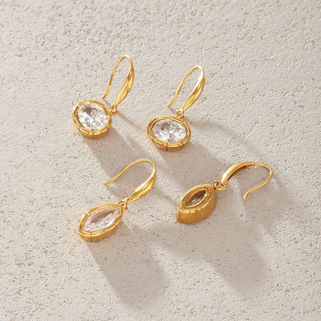 KIKA Classic Geometric Zircon Drop Earrings PVD Plated Stainless Steel 316L