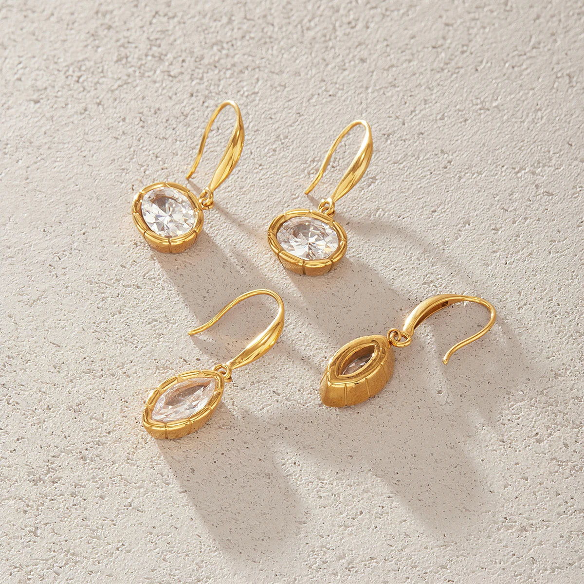 KIKA Classic Geometric Zircon Drop Earrings PVD Plated Stainless Steel 316L