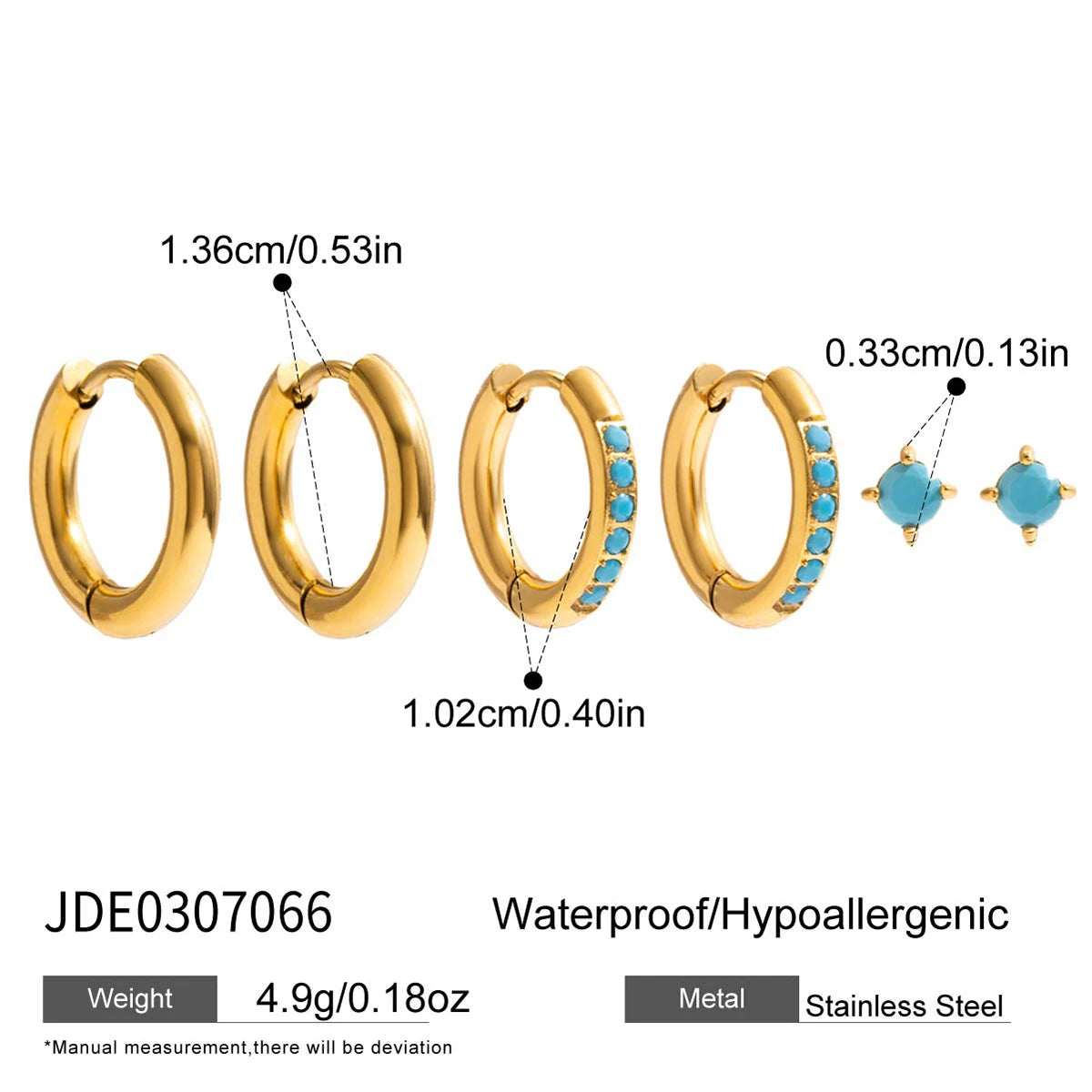 Exquisite 3-Pair Earring Set Shell Starfish Ear Studs Stackable