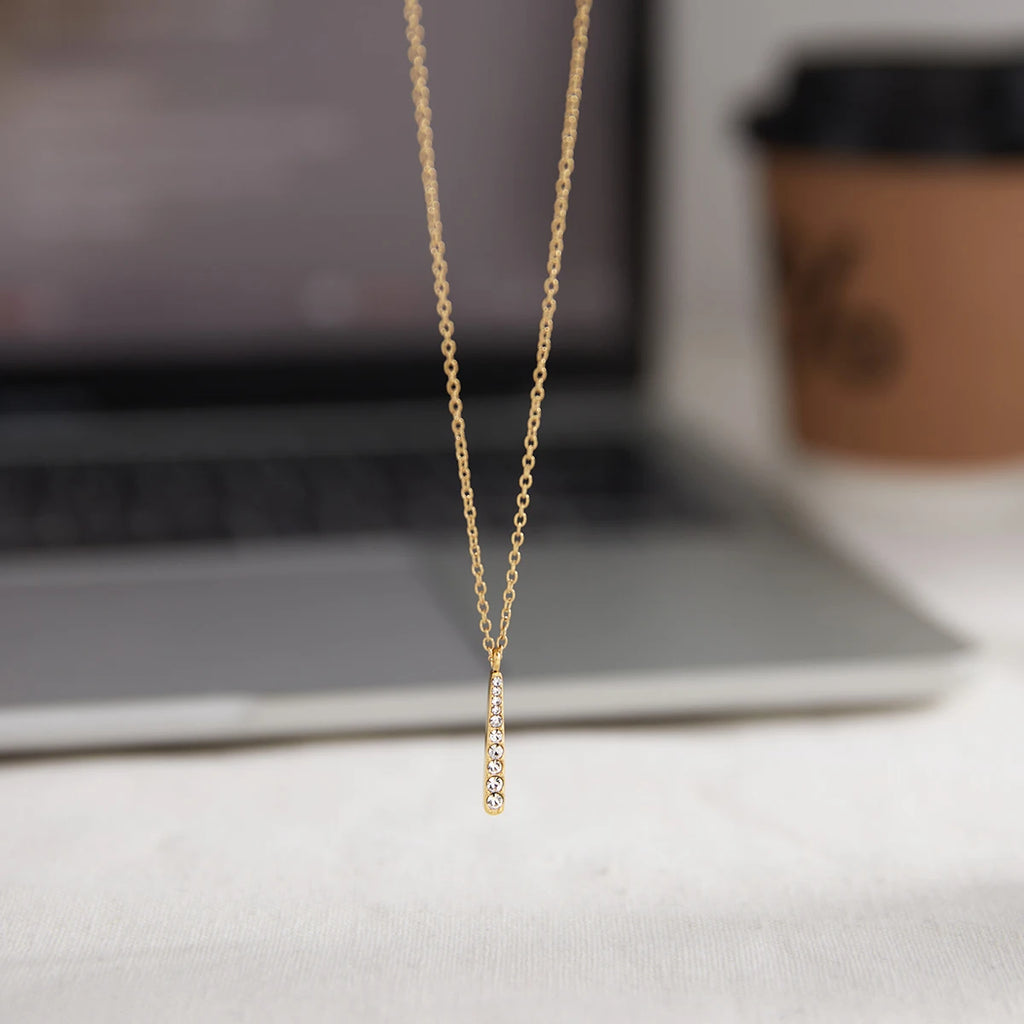Kika Classic 18K Plated Gold Color Stainless Steel Water Droplet Shaped Pendant Necklace