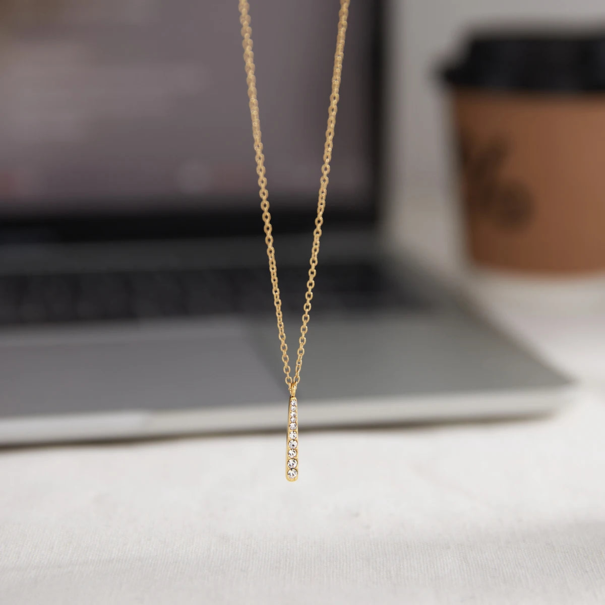 Kika Classic 18K Plated Gold Color Stainless Steel Water Droplet Shaped Pendant Necklace