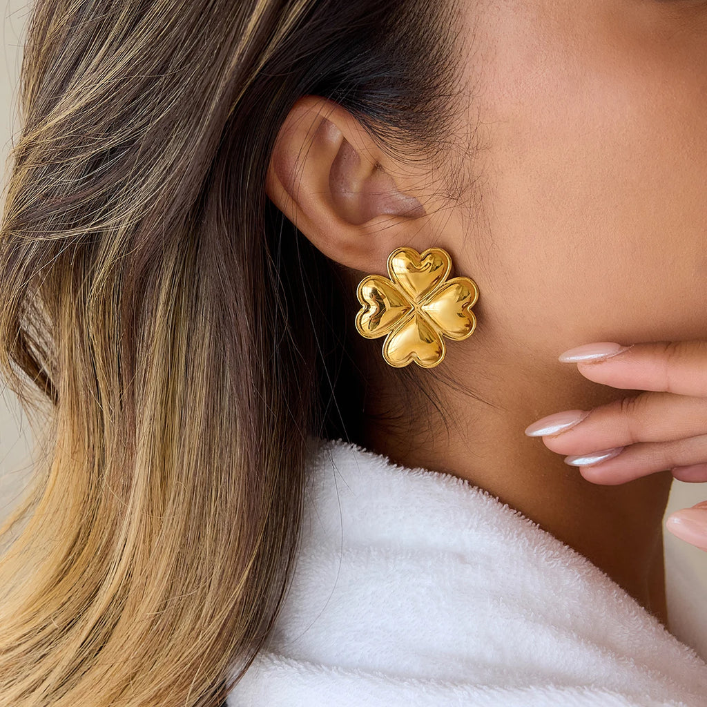Flower Heart Earring For Women Delicate Stainless Steel Earrings