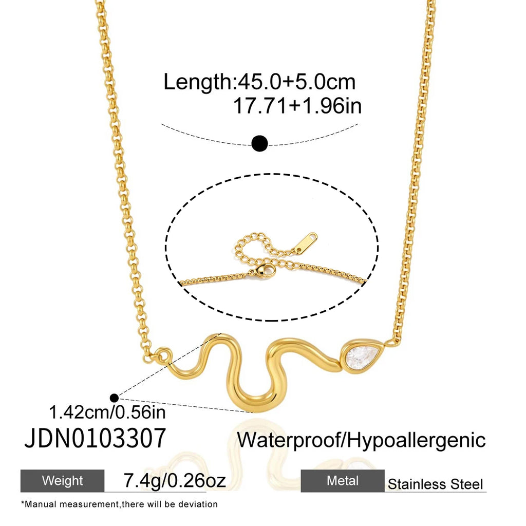Kika Water Drop Zircon Snake Shape Pendant Necklace
