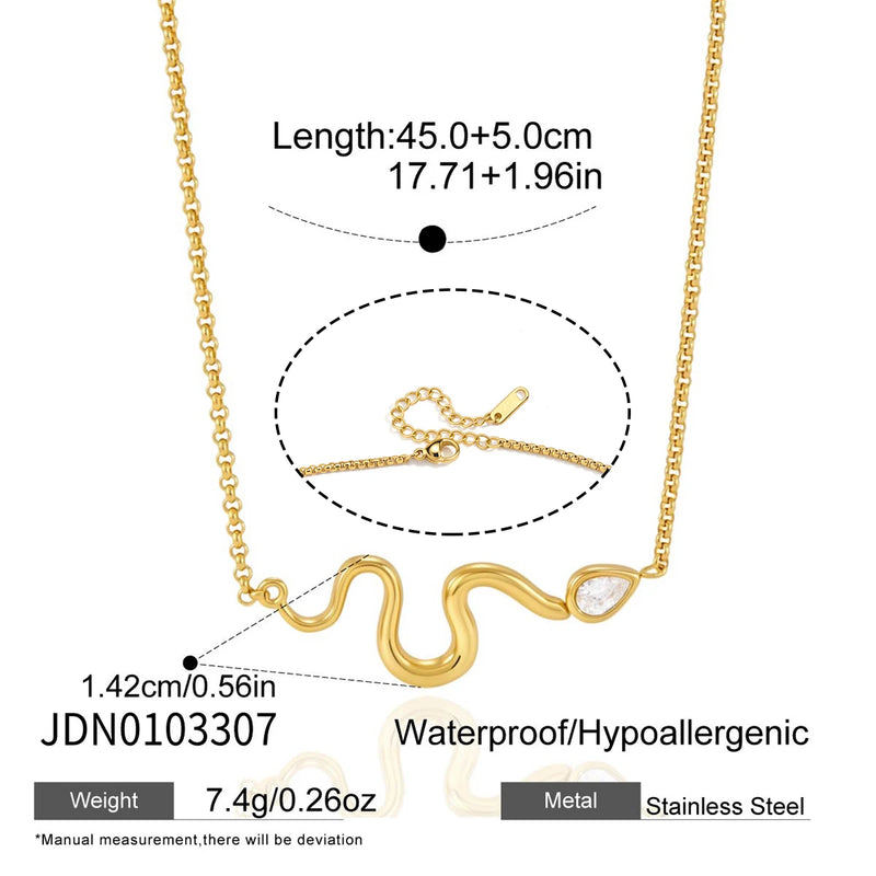 Kika Water Drop Zircon Snake Shape Pendant Necklace