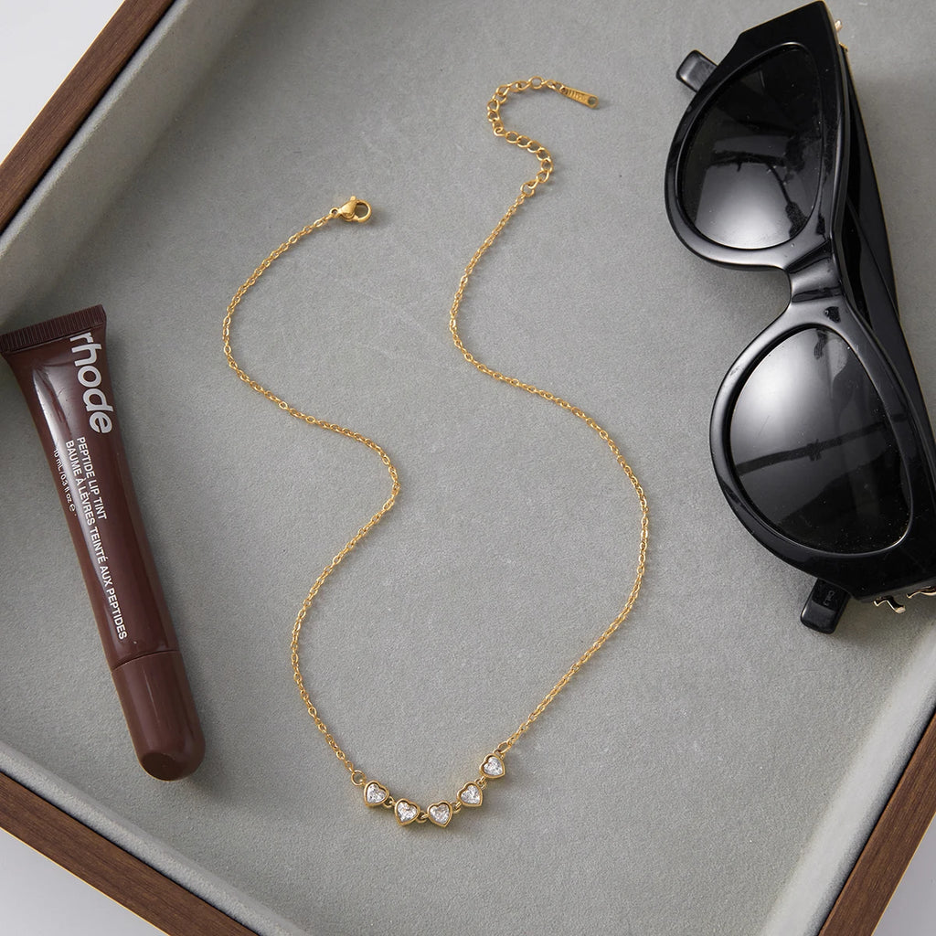 Heart-Shaped Zircon Tennis Chain Necklace