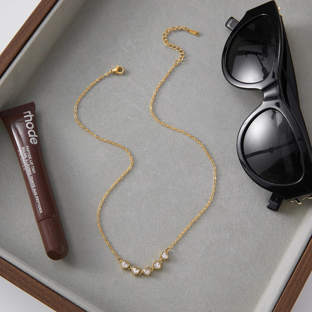 Heart-Shaped Zircon Tennis Chain Necklace