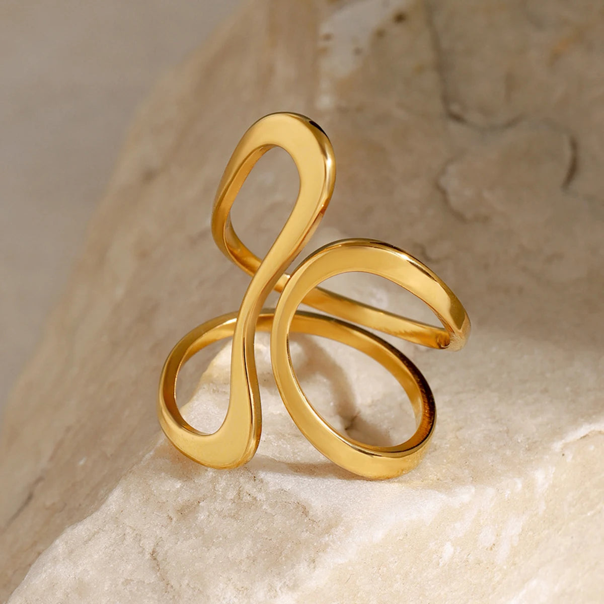 Kika Unique Original Stainless Steel Gold Color Ring