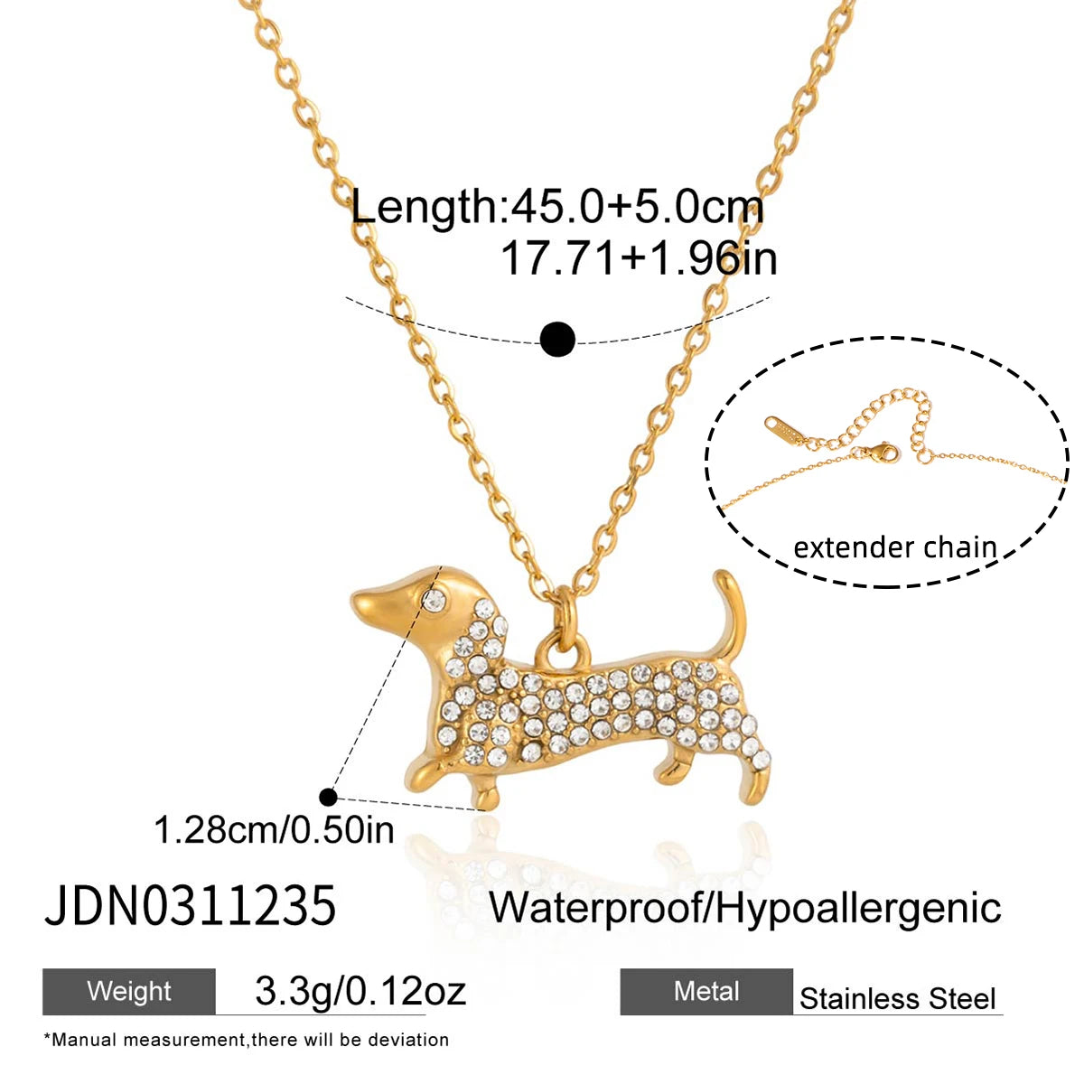 Kika Cute Dachshund Pet Dog Pendant O-Chain Necklace