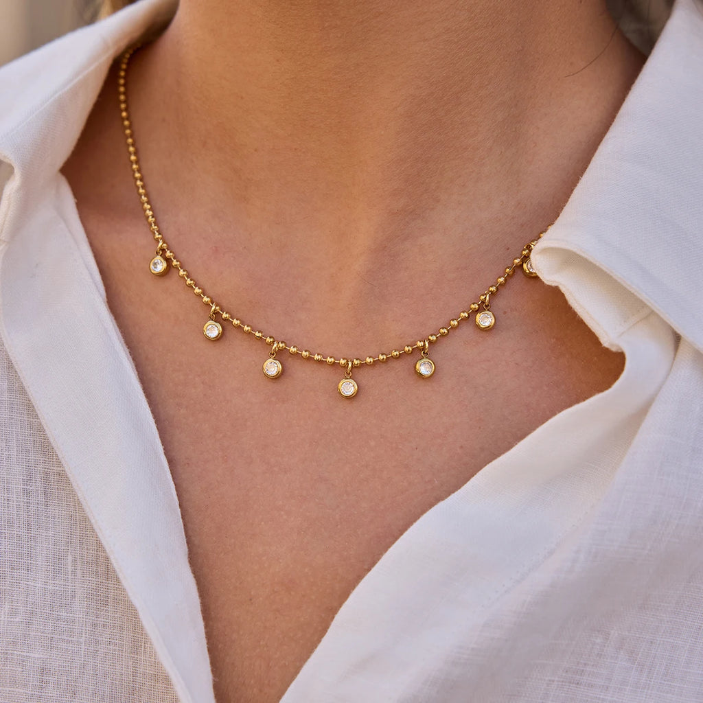 Kika Simple Classic Round White Zircon Pendant Necklace
