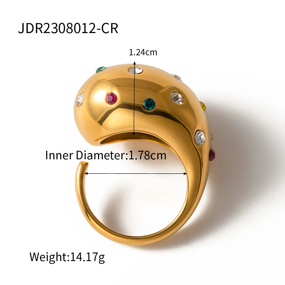 Kika Stainless Steel Half Empty Chunky Exclusive Ring 18K PVD Plated Waterproof Texture Personalized Statement Jewelry Women