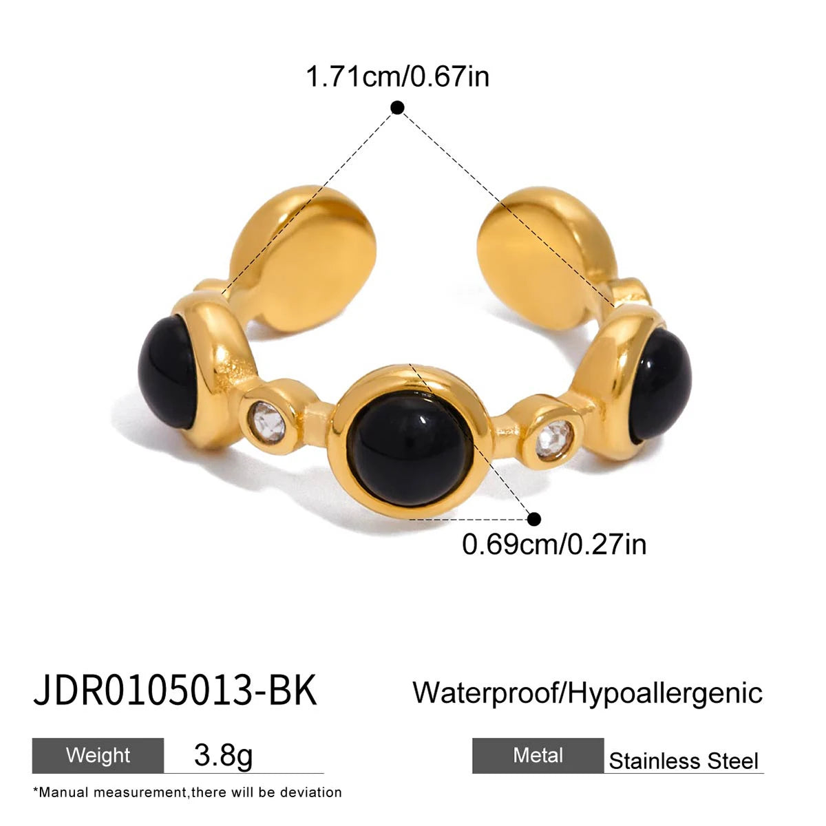 Kika Vintage 18K Gold Color Plated Stainless Steel Round Acrylic Pearl White Color