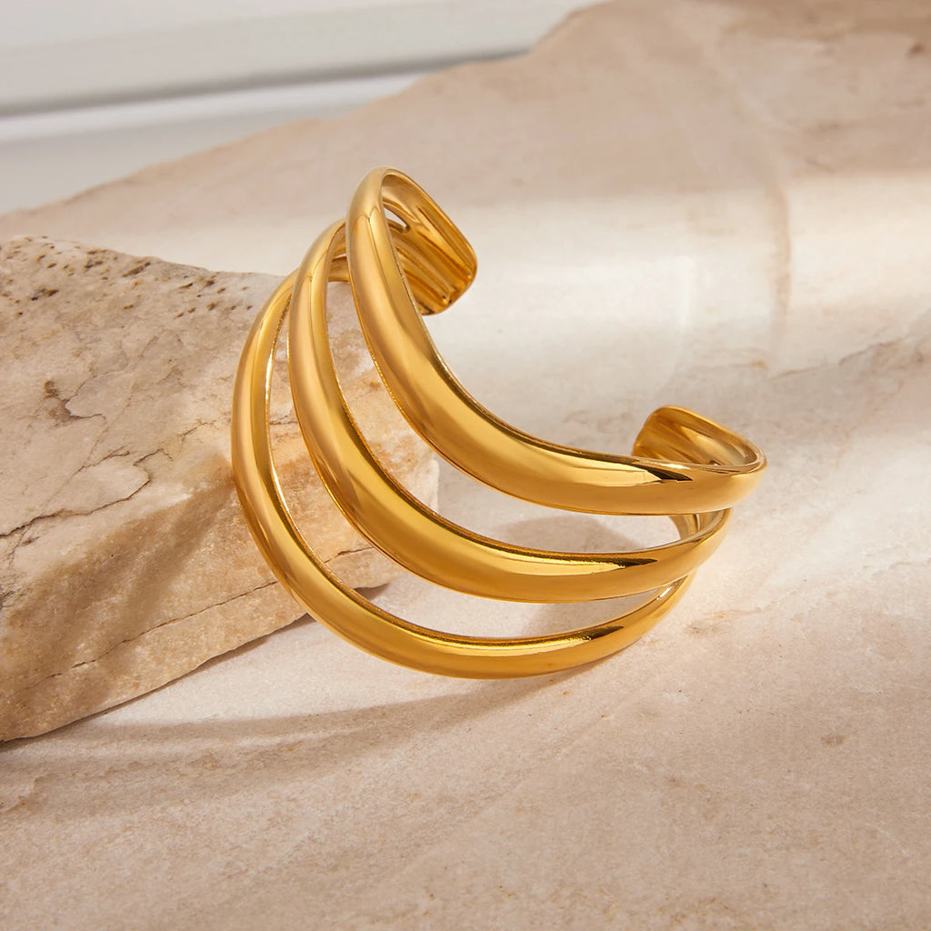 Kika Minimalist Smooth Hollow Three layer Bracelet