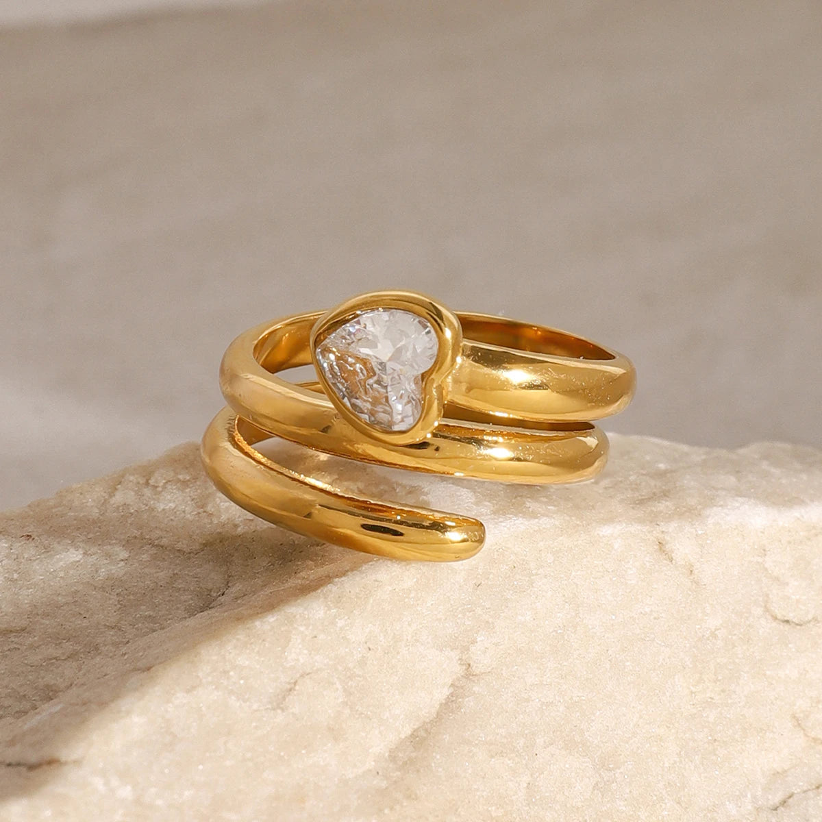 Kika Fashion Love Stacked Ring Zircon Love Line Ring