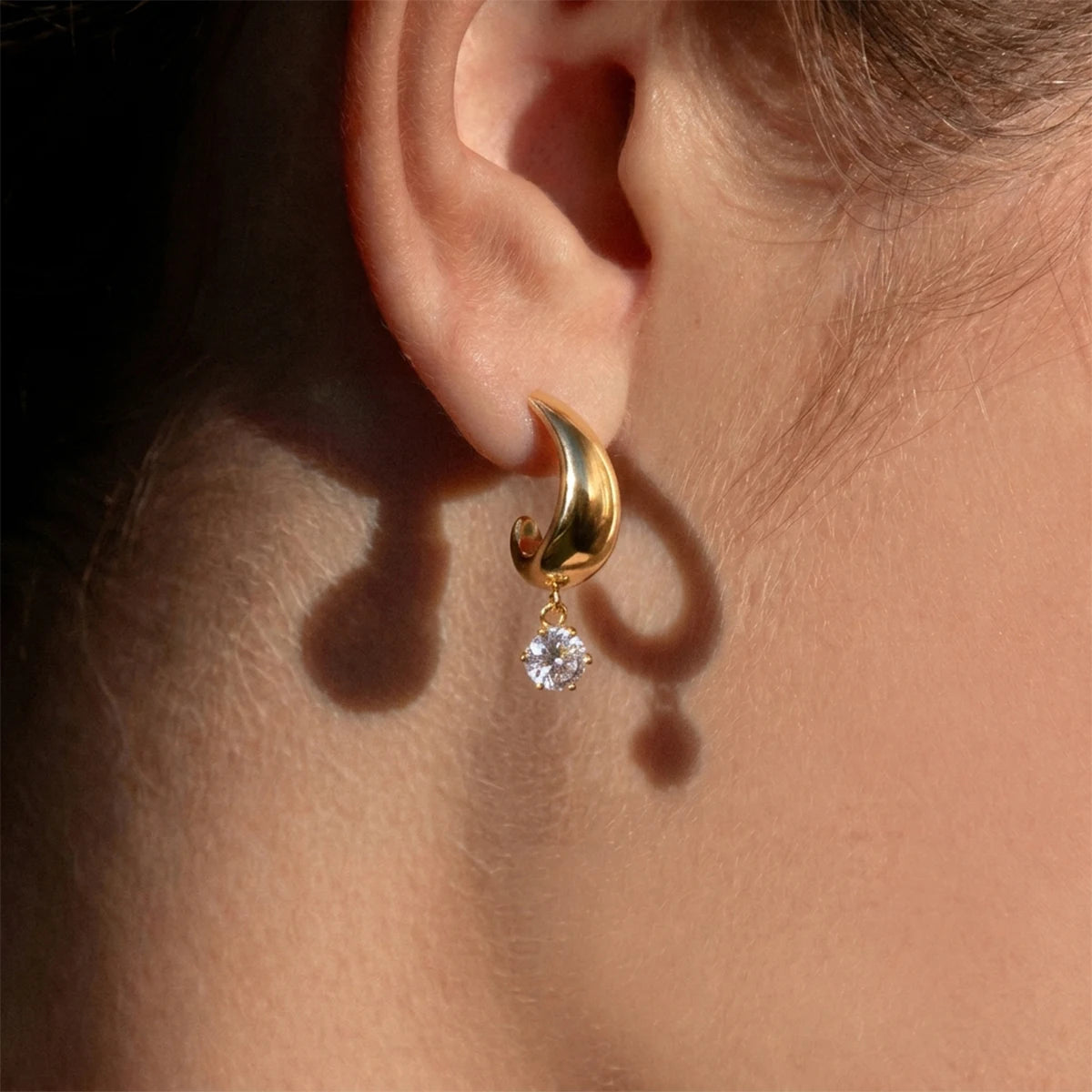 KIKA Round Zircon Drop Earrings PVD Plated Stainless Steel 316L