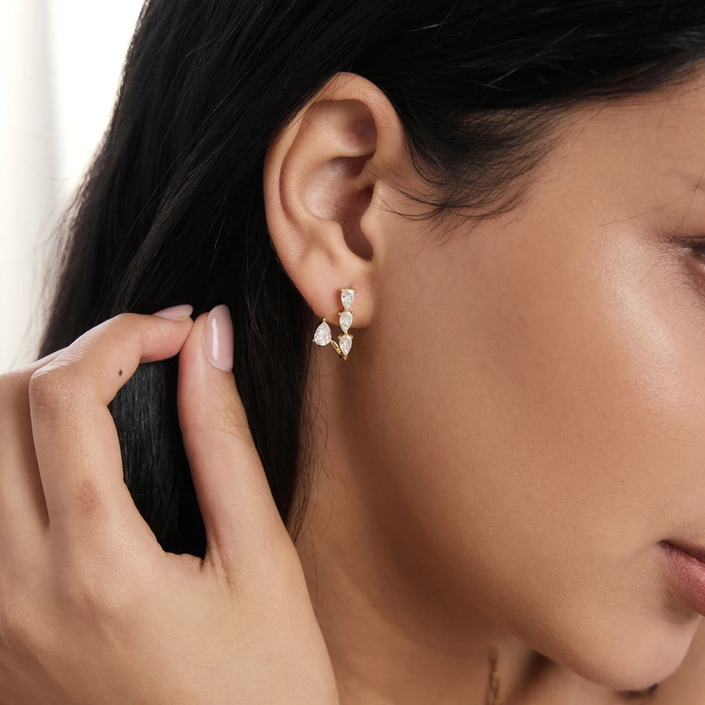 KIKA Classic Water Drop Zircon Earrings For Women Minimalist 18K Gold PVD Plated Stainless Steel Stud Earrings Fashion Jewelry