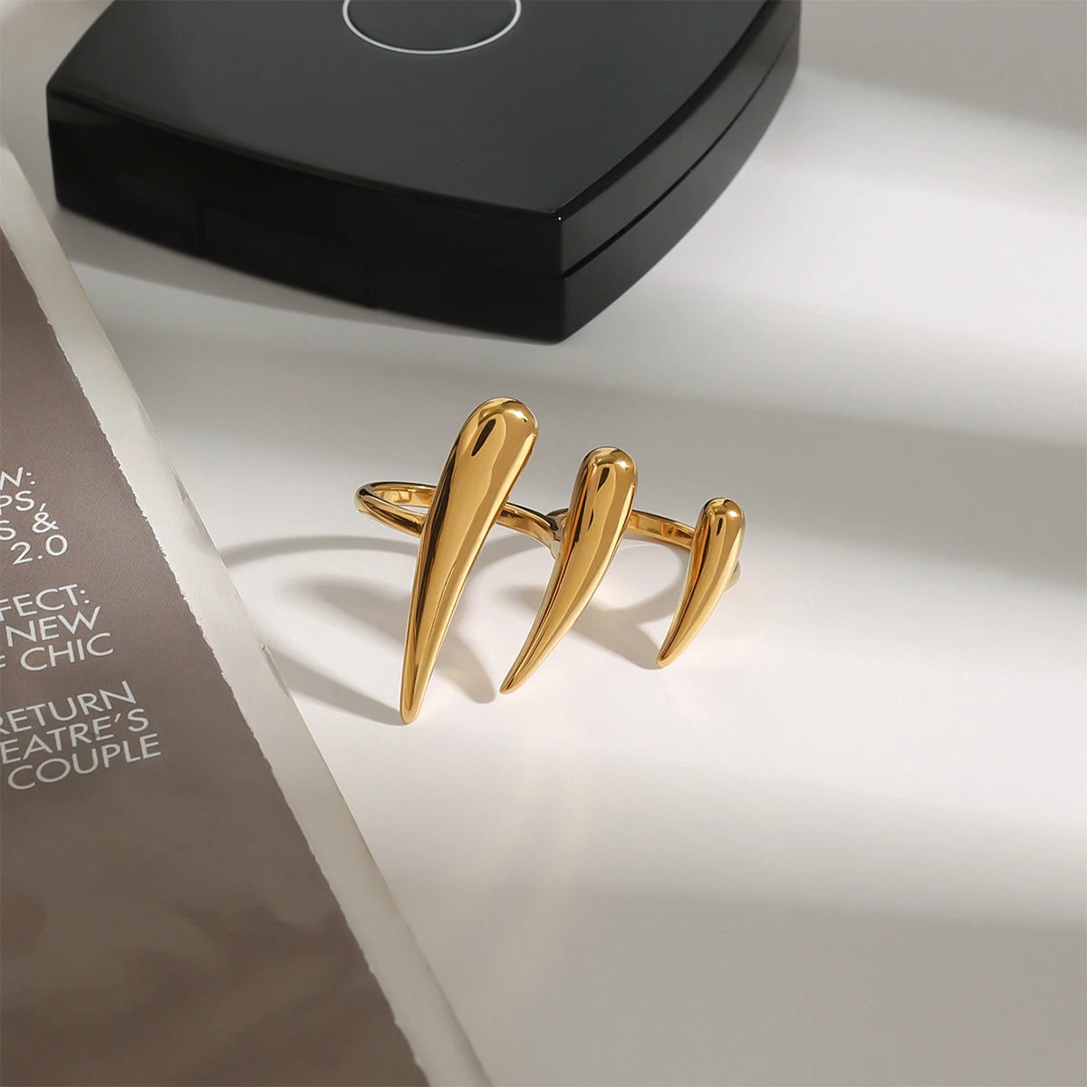 Kika Minimalism 18k Gold-Plated Color Stainless Steel Exaggerated Claw Ring