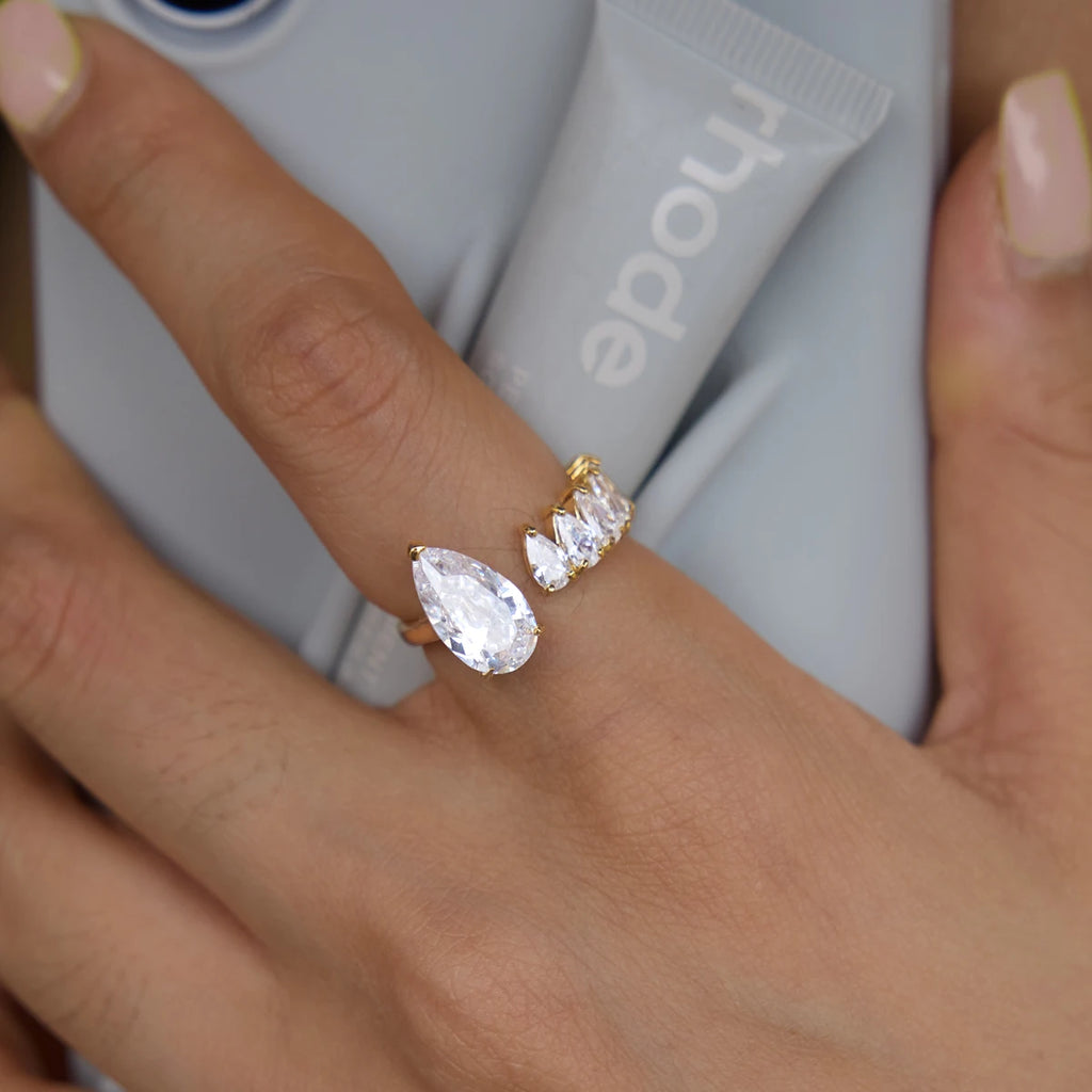 Kika Delicate Geometric Zircon Open Rings