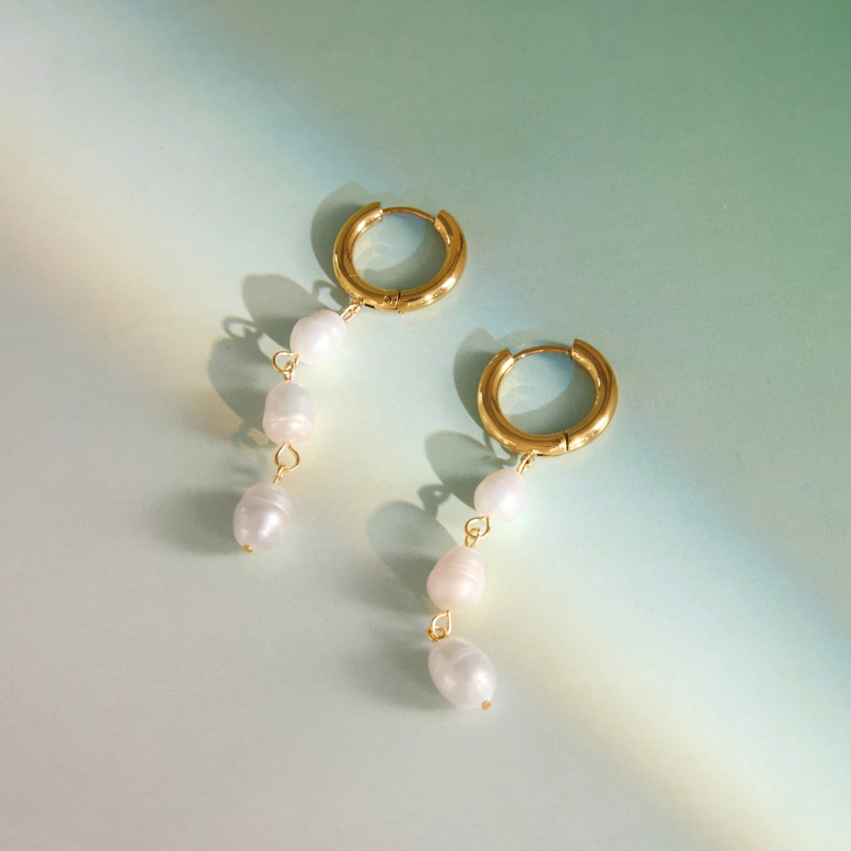 KIKA Elegant Freshwater Pearl Drop Earrings For Women Minimalist 18K Gold PVD Plated Stainless Steel Earrings Fashion Jewelry