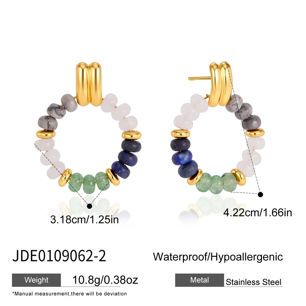 KIKA Elegant Mixed Natural Stone Earrings For Women Delicate 18K Gold PVD Plated Stainless Steel Earrings Fashion Jewelry Gift