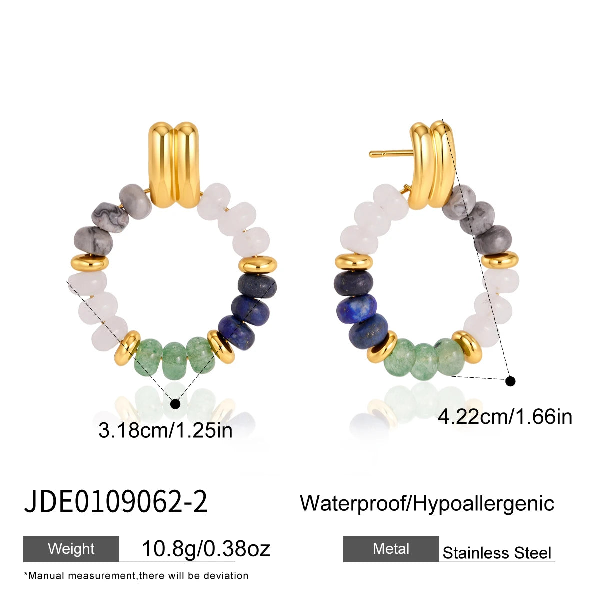 KIKA Elegant Mixed Natural Stone Earrings For Women Delicate 18K Gold PVD Plated Stainless Steel Earrings Fashion Jewelry Gift