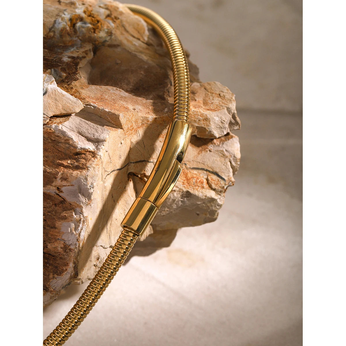 Metal Texture Cuff Necklace Snake Chain 16K Gold Plated