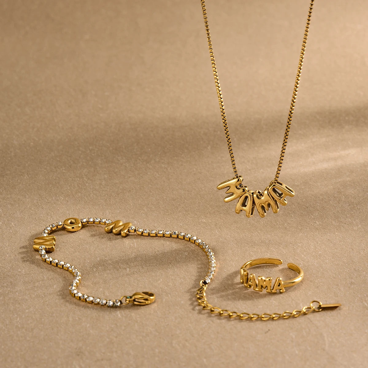 Kika Delicate Gold Color Bubble Letter Mama Mother'S Day Necklace ñ