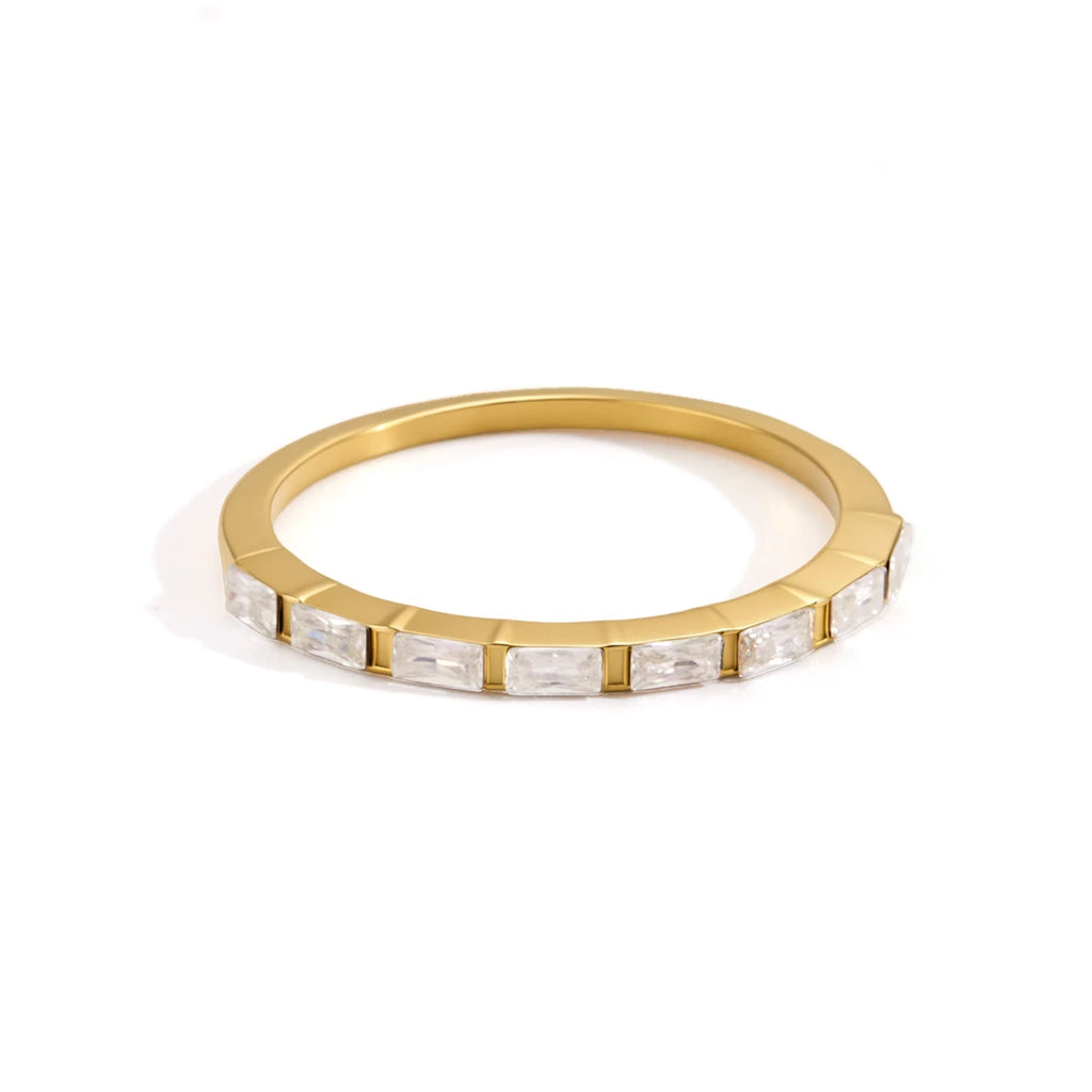 KIKA Delicate Crystal Zircon Stackable Rings 18K Gold PVD Plated Stainless Steel 316L