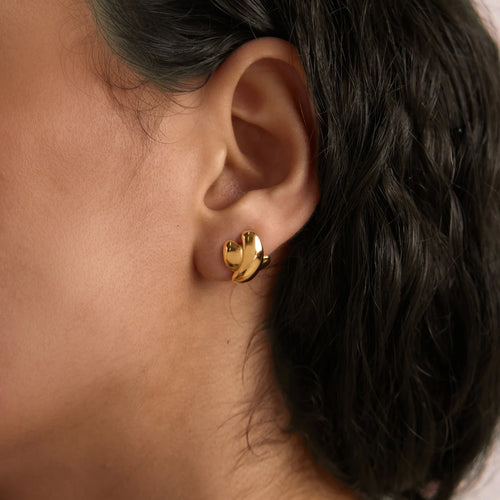 Kika Classic Crossed X Shape Stud Earrings Minimalist 18K Gold Plated Stainless Steel 316L