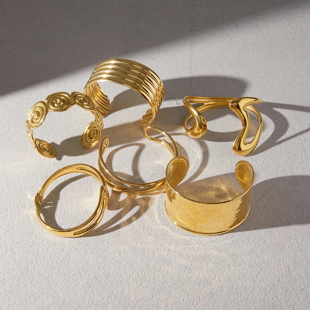 Kika Minimalist Stainless Steel Line Hollow Bracelets