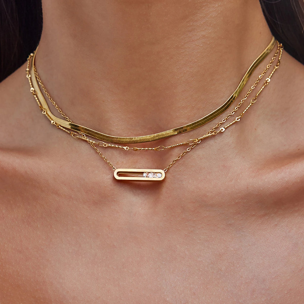 Rhinestone Removable Rectangular Pendant