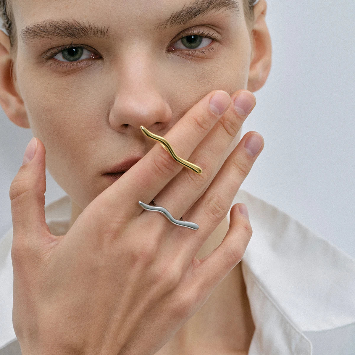 KIKA Personality Stainless Steel 316L Minimalist Classy Ring 18k Gold Color Waterproof Stylish Unique Finger