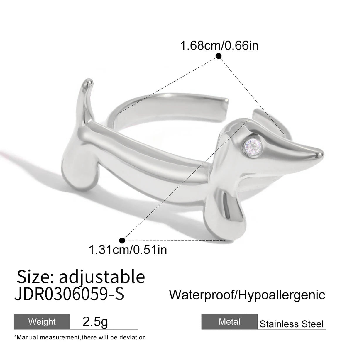 Cute Kitten Dog Open Ring Dachshund  Necklace, earrings