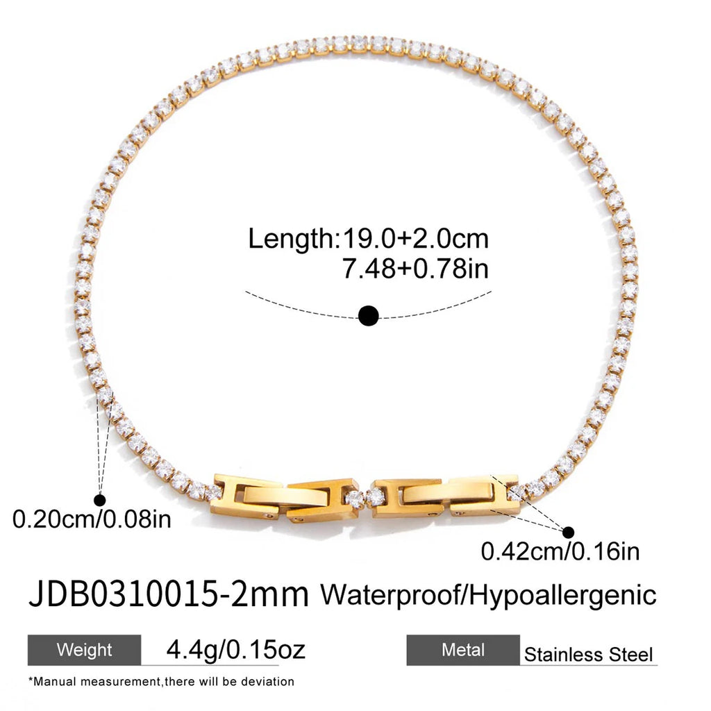 Classic White Round Zircon Tennis Ball Chain Bracelet