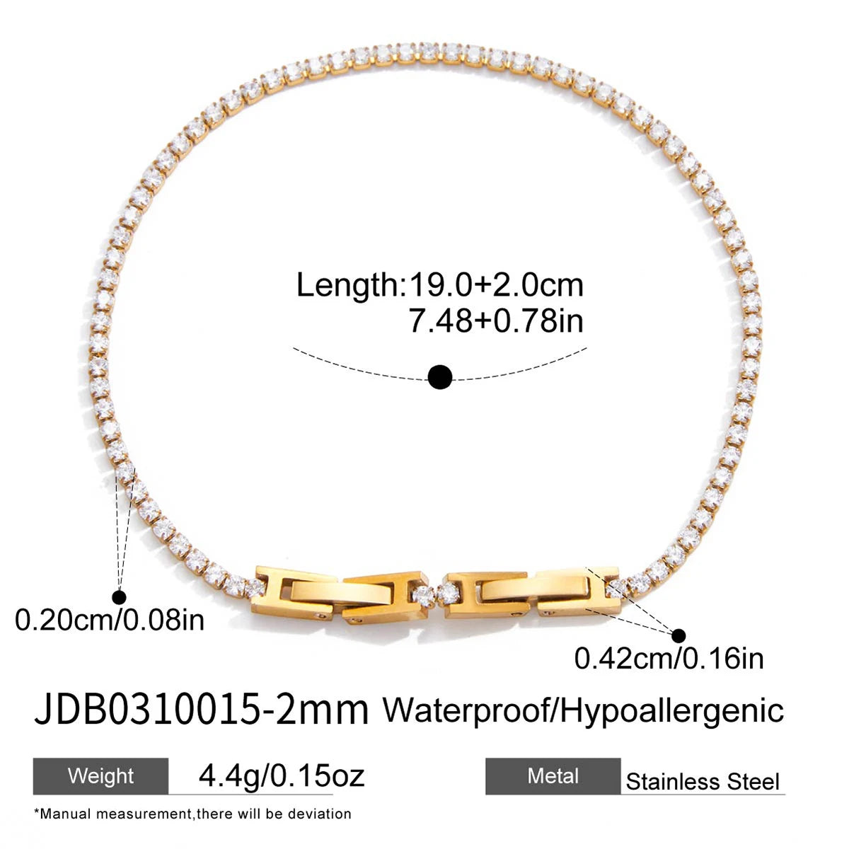 Classic White Round Zircon Tennis Ball Chain Bracelet