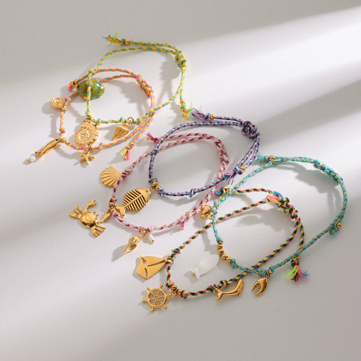 Kika Beach Ocean Resort Wind Sea Star Pendant Adjustable Rope Bracelet