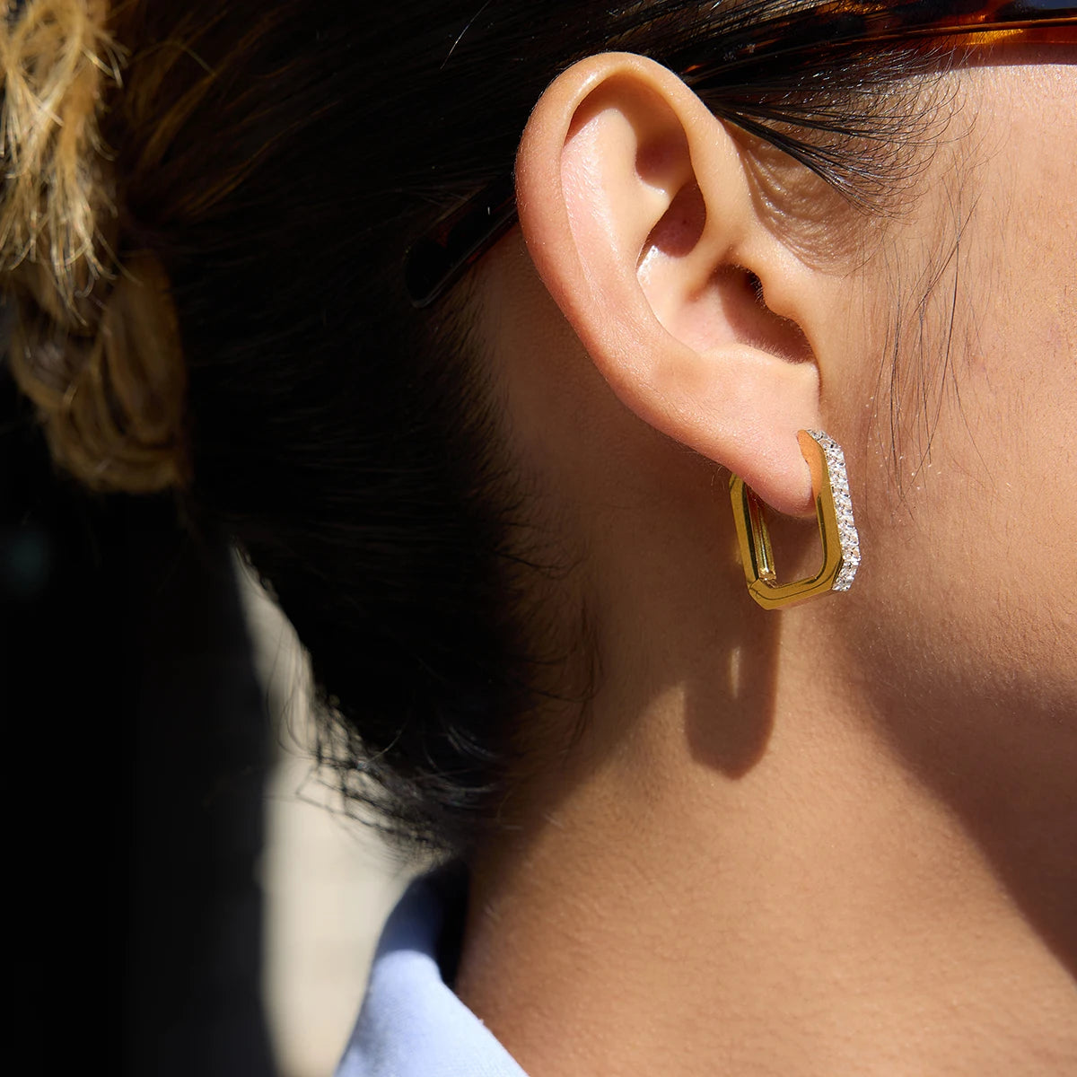 KIKA Minimalist 18K PVD Plated Gold Color U-Shaped White Zircon Earrings Waterproof Stainless Steel 316L Earring